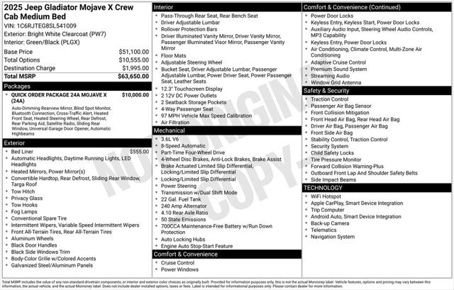 2025 Jeep Gladiator GLADIATOR MOJAVE X 4X4