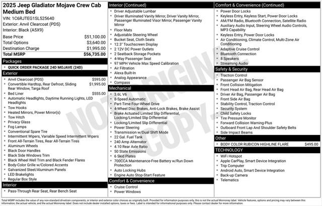 2025 Jeep Gladiator GLADIATOR MOJAVE 4X4 2025 Jeep Gladiator GLADIATOR MOJAVE 4X4