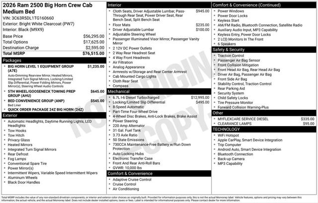 2026 RAM Ram 2500 RAM 2500 BIG HORN CREW CAB 4X4 64 BOX