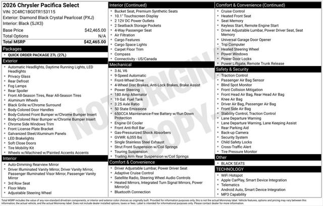 2026 Chrysler Pacifica PACIFICA SELECT