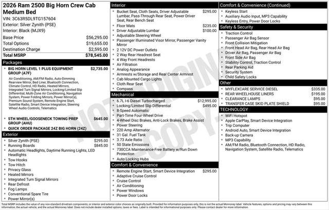 2026 RAM Ram 2500 RAM 2500 BIG HORN CREW CAB 4X4 64 BOX