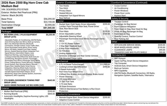 2026 RAM Ram 2500 RAM 2500 BIG HORN CREW CAB 4X4 64 BOX 2026 RAM Ram 2500 RAM 2500 BIG HORN CREW CAB 4X4 64 BOX