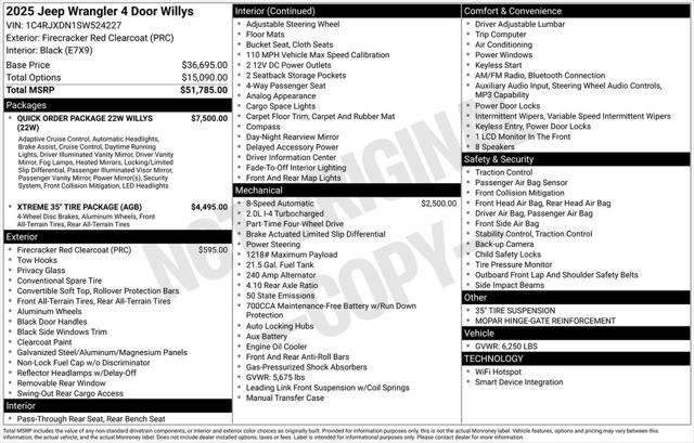 2025 Jeep Wrangler WRANGLER 4-DOOR WILLYS 2025 Jeep Wrangler WRANGLER 4-DOOR WILLYS