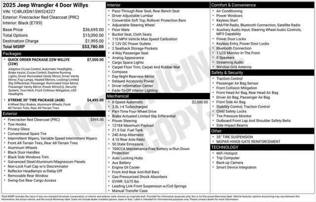 2025 Jeep Wrangler WRANGLER 4-DOOR WILLYS 2025 Jeep Wrangler WRANGLER 4-DOOR WILLYS