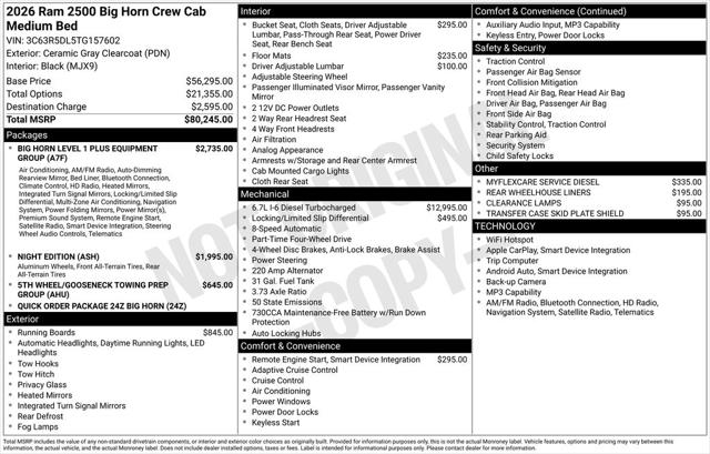 2026 RAM Ram 2500 RAM 2500 BIG HORN CREW CAB 4X4 64 BOX