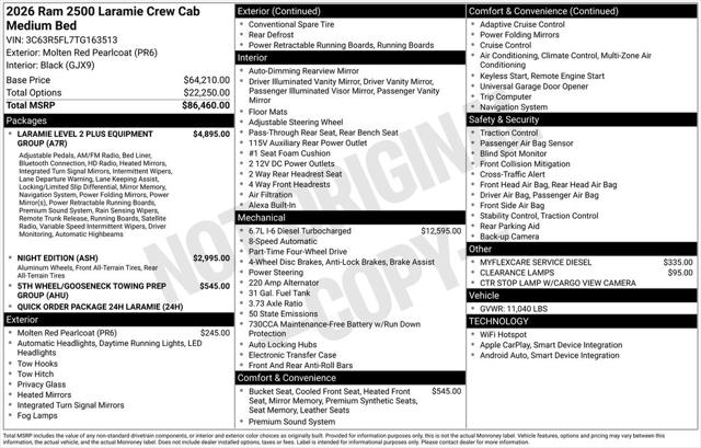 2026 RAM Ram 2500 RAM 2500 LARAMIE CREW CAB 4X4 64 BOX 2026 RAM Ram 2500 RAM 2500 LARAMIE CREW CAB 4X4 64 BOX