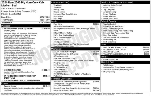 2026 RAM Ram 2500 RAM 2500 BIG HORN CREW CAB 4X4 64 BOX 2026 RAM Ram 2500 RAM 2500 BIG HORN CREW CAB 4X4 64 BOX