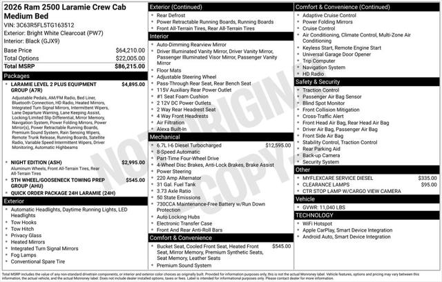 2026 RAM Ram 2500 RAM 2500 LARAMIE CREW CAB 4X4 64 BOX 2026 RAM Ram 2500 RAM 2500 LARAMIE CREW CAB 4X4 64 BOX