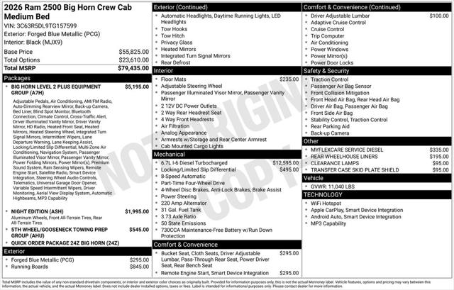 2026 RAM Ram 2500 RAM 2500 BIG HORN CREW CAB 4X4 64 BOX 2026 RAM Ram 2500 RAM 2500 BIG HORN CREW CAB 4X4 64 BOX