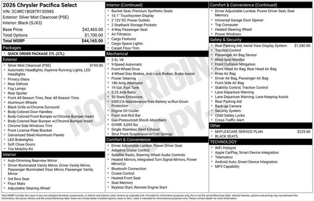 2026 Chrysler Pacifica PACIFICA SELECT