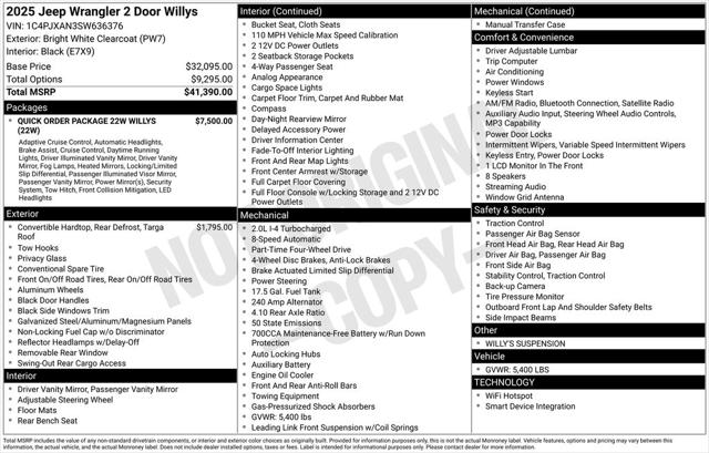 2025 Jeep Wrangler WRANGLER 2-DOOR WILLYS 2025 Jeep Wrangler WRANGLER 2-DOOR WILLYS