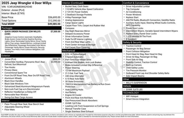 2025 Jeep Wrangler WRANGLER 4-DOOR WILLYS 2025 Jeep Wrangler WRANGLER 4-DOOR WILLYS
