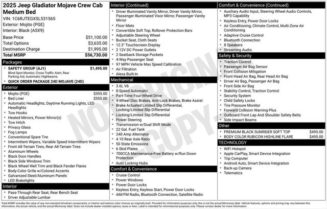 2025 Jeep Gladiator GLADIATOR MOJAVE 4X4 2025 Jeep Gladiator GLADIATOR MOJAVE 4X4