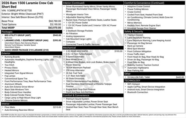 2026 RAM Ram 1500 RAM 1500 LARAMIE CREW CAB 4X2 57 BOX
