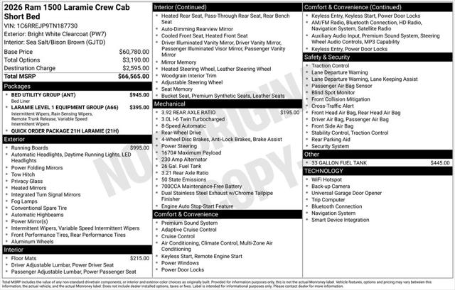 2026 RAM Ram 1500 RAM 1500 LARAMIE CREW CAB 4X2 57 BOX 2026 RAM Ram 1500 RAM 1500 LARAMIE CREW CAB 4X2 57 BOX