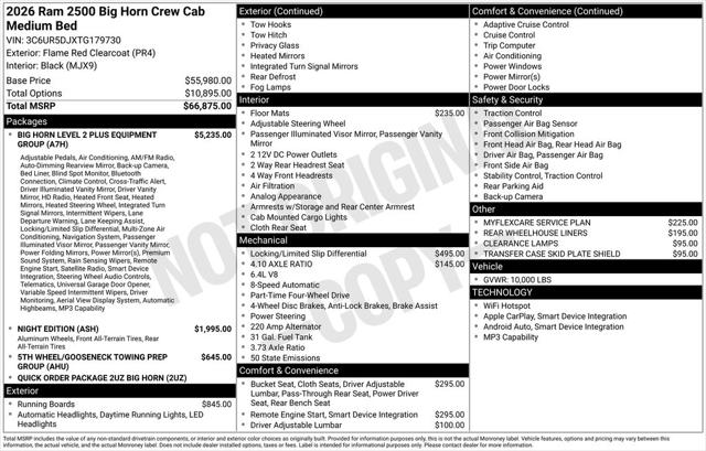 2026 RAM Ram 2500 RAM 2500 BIG HORN CREW CAB 4X4 64 BOX 2026 RAM Ram 2500 RAM 2500 BIG HORN CREW CAB 4X4 64 BOX