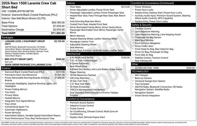 2026 RAM Ram 1500 RAM 1500 LARAMIE CREW CAB 4X2 57 BOX 2026 RAM Ram 1500 RAM 1500 LARAMIE CREW CAB 4X2 57 BOX