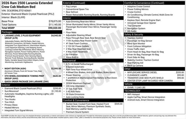 2026 RAM Ram 2500 RAM 2500 LARAMIE MEGA CAB 4X4 64 BOX 2026 RAM Ram 2500 RAM 2500 LARAMIE MEGA CAB 4X4 64 BOX