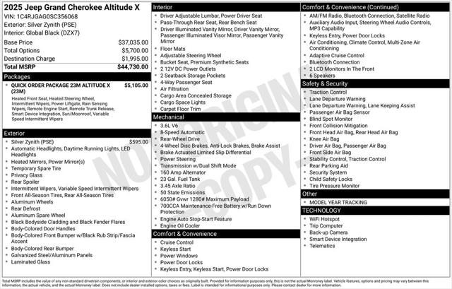 2025 Jeep Grand Cherokee GRAND CHEROKEE ALTITUDE X 4X2