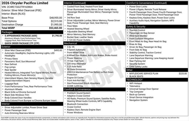 2026 Chrysler Pacifica PACIFICA LIMITED 2026 Chrysler Pacifica PACIFICA LIMITED