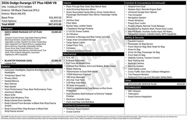 2026 Dodge Durango DURANGO GT PLUS AWD HEMI V8 2026 Dodge Durango DURANGO GT PLUS AWD HEMI V8