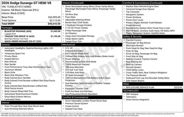 2026 Dodge Durango DURANGO GT AWD HEMI V8 2026 Dodge Durango DURANGO GT AWD HEMI V8