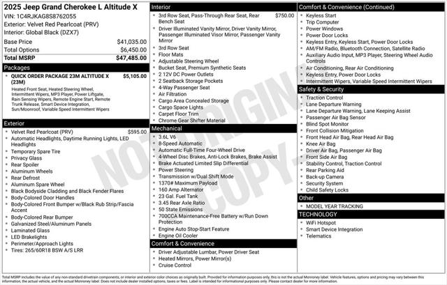 2025 Jeep Grand Cherokee GRAND CHEROKEE L ALTITUDE X 4X4