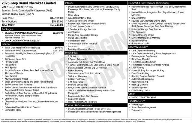 2025 Jeep Grand Cherokee GRAND CHEROKEE LIMITED 4X4