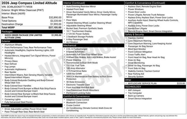 2026 Jeep Compass COMPASS LIMITED ALTITUDE 4X4 2026 Jeep Compass COMPASS LIMITED ALTITUDE 4X4