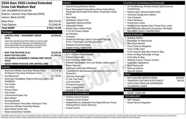 2026 RAM Ram 3500 RAM 3500 LIMITED MEGA CAB 4X4 64 BOX 2026 RAM Ram 3500 RAM 3500 LIMITED MEGA CAB 4X4 64 BOX