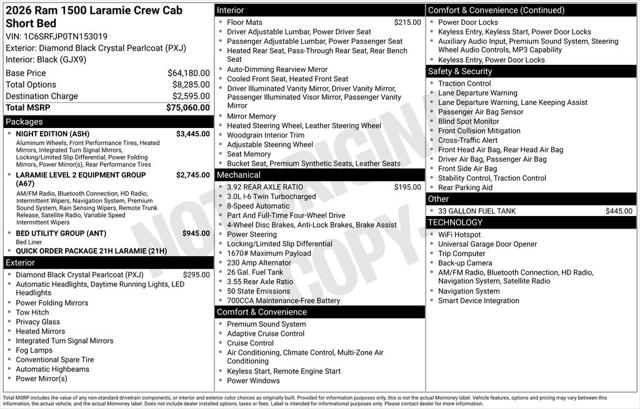 2026 RAM Ram 1500 RAM 1500 LARAMIE CREW CAB 4X4 57 BOX