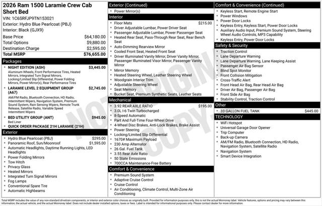 2026 RAM Ram 1500 RAM 1500 LARAMIE CREW CAB 4X4 57 BOX