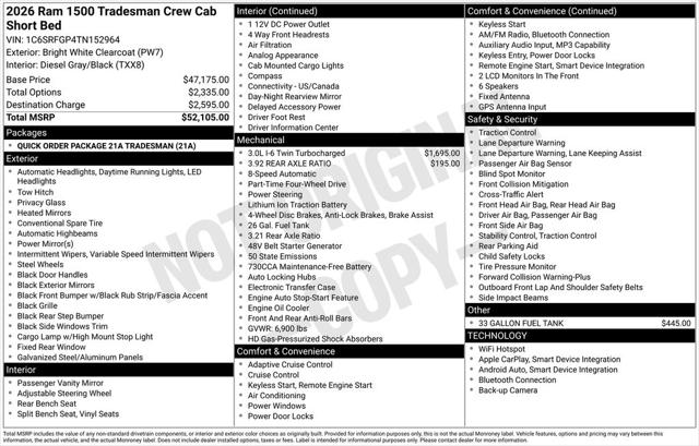 2026 RAM Ram 1500 RAM 1500 TRADESMAN CREW CAB 4X4 57 BOX 2026 RAM Ram 1500 RAM 1500 TRADESMAN CREW CAB 4X4 57 BOX