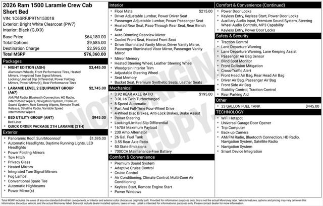 2026 RAM Ram 1500 RAM 1500 LARAMIE CREW CAB 4X4 57 BOX 2026 RAM Ram 1500 RAM 1500 LARAMIE CREW CAB 4X4 57 BOX