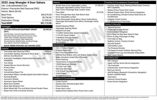 2025 Jeep Wrangler WRANGLER 4-DOOR SAHARA