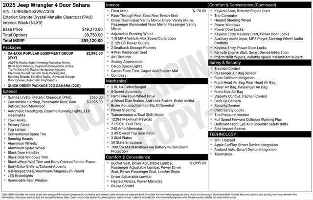2025 Jeep Wrangler WRANGLER 4-DOOR SAHARA 2025 Jeep Wrangler WRANGLER 4-DOOR SAHARA