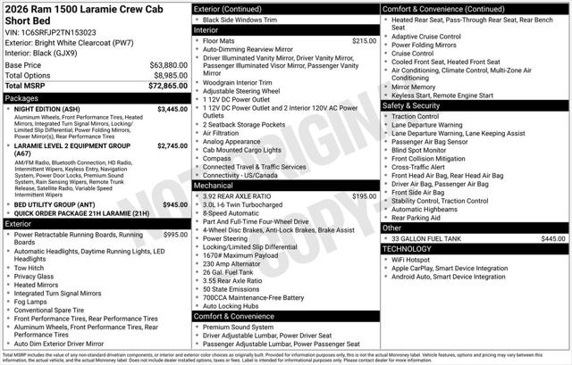 2026 RAM Ram 1500 RAM 1500 LARAMIE CREW CAB 4X4 57 BOX