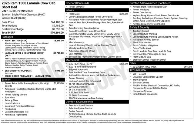 2026 RAM Ram 1500 RAM 1500 LARAMIE CREW CAB 4X4 57 BOX 2026 RAM Ram 1500 RAM 1500 LARAMIE CREW CAB 4X4 57 BOX