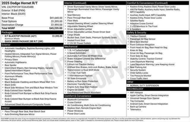 2025 Dodge Hornet HORNET R/T EAWD 2025 Dodge Hornet HORNET R/T EAWD