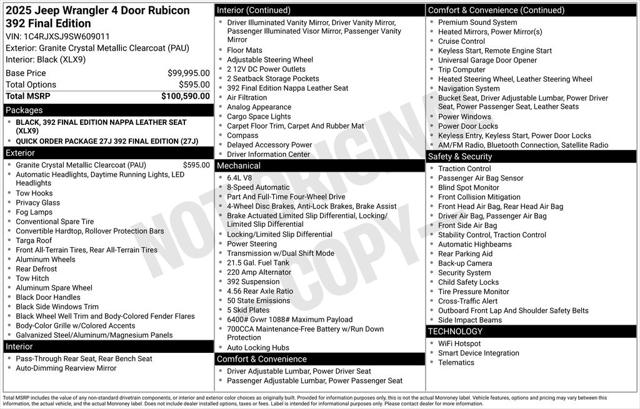 2025 Jeep Wrangler WRANGLER 4-DOOR RUBICON 392 2025 Jeep Wrangler WRANGLER 4-DOOR RUBICON 392