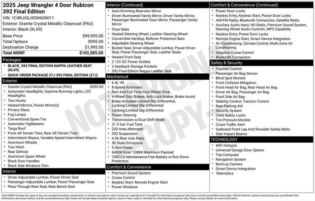 2025 Jeep Wrangler WRANGLER 4-DOOR RUBICON 392 2025 Jeep Wrangler WRANGLER 4-DOOR RUBICON 392