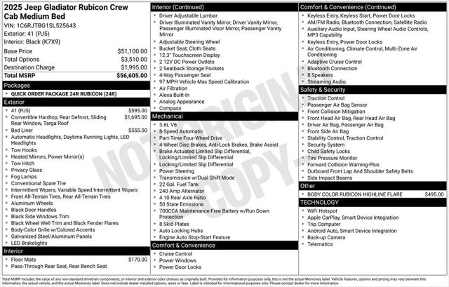 2025 Jeep Gladiator GLADIATOR RUBICON 4X4 2025 Jeep Gladiator GLADIATOR RUBICON 4X4