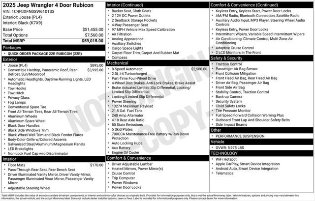 2025 Jeep Wrangler WRANGLER 4-DOOR RUBICON 2025 Jeep Wrangler WRANGLER 4-DOOR RUBICON