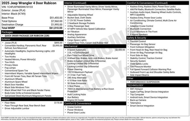 2025 Jeep Wrangler WRANGLER 4-DOOR RUBICON 2025 Jeep Wrangler WRANGLER 4-DOOR RUBICON