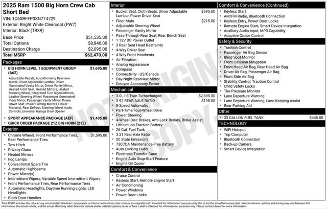 2025 RAM Ram 1500 RAM 1500 BIG HORN CREW CAB 4X4 57 BOX 2025 RAM Ram 1500 RAM 1500 BIG HORN CREW CAB 4X4 57 BOX
