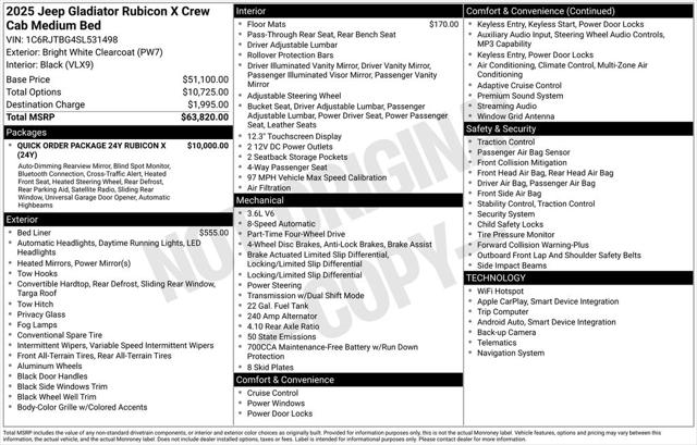 2025 Jeep Gladiator GLADIATOR RUBICON X 4X4 2025 Jeep Gladiator GLADIATOR RUBICON X 4X4