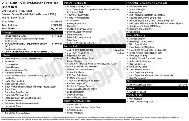 2025 RAM Ram 1500 RAM 1500 TRADESMAN CREW CAB 4X4 57 BOX