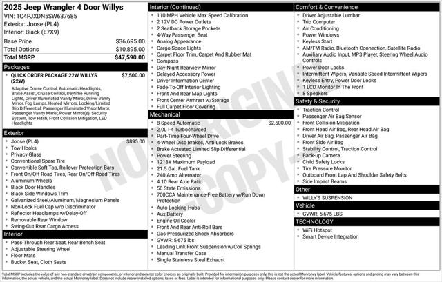 2025 Jeep Wrangler WRANGLER 4-DOOR WILLYS 2025 Jeep Wrangler WRANGLER 4-DOOR WILLYS