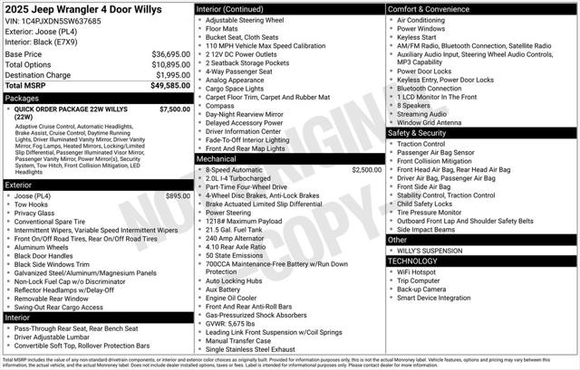 2025 Jeep Wrangler WRANGLER 4-DOOR WILLYS 2025 Jeep Wrangler WRANGLER 4-DOOR WILLYS