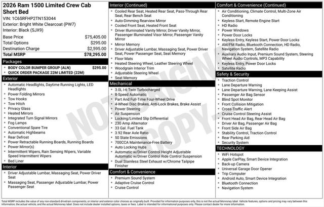 2026 RAM Ram 1500 RAM 1500 LIMITED CREW CAB 4X4 57 BOX 2026 RAM Ram 1500 RAM 1500 LIMITED CREW CAB 4X4 57 BOX